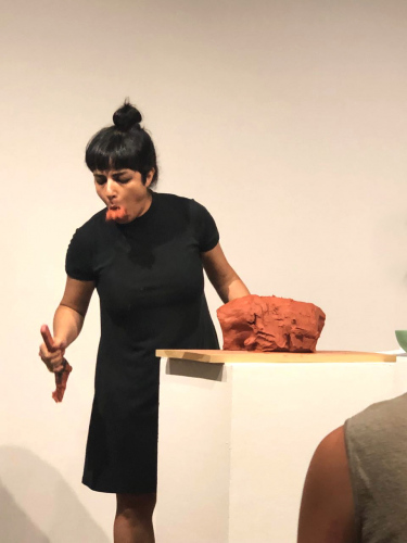 Shahrzad Changalvaee, &quot;Everything In Its Place (Release them NOW),&quot; performance in &quot;Talking Objects,&quot; NURTUREart, Bushwick, NY, July 2019