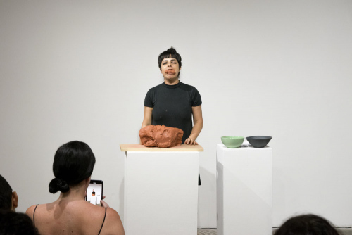 Shahrzad Changalvaee, &quot;Everything In Its Place (Release them NOW),&quot; performance in &quot;Talking Objects,&quot; NURTUREart, Bushwick, NY, July 2019